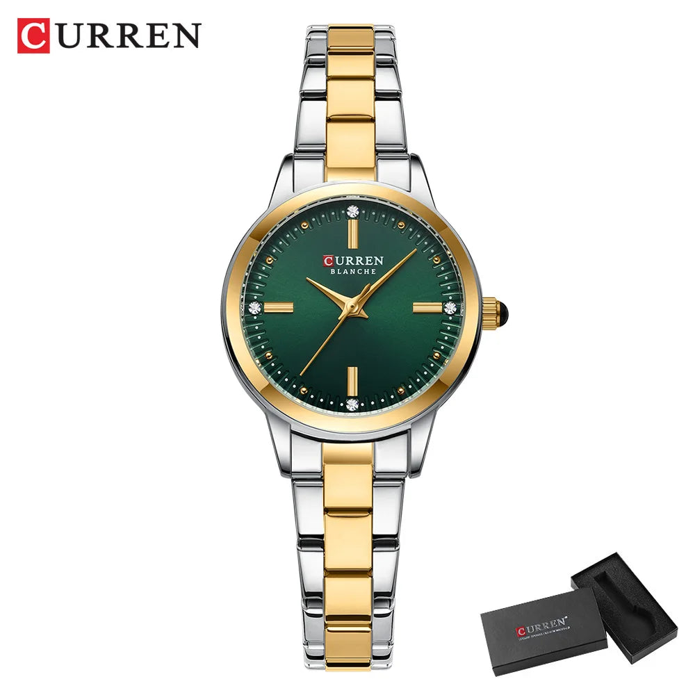 CURREN Women's Stainless Steel Strap Watch Perfect Blend of Minimalism and Fashion for Elegant Daily Wear with Box