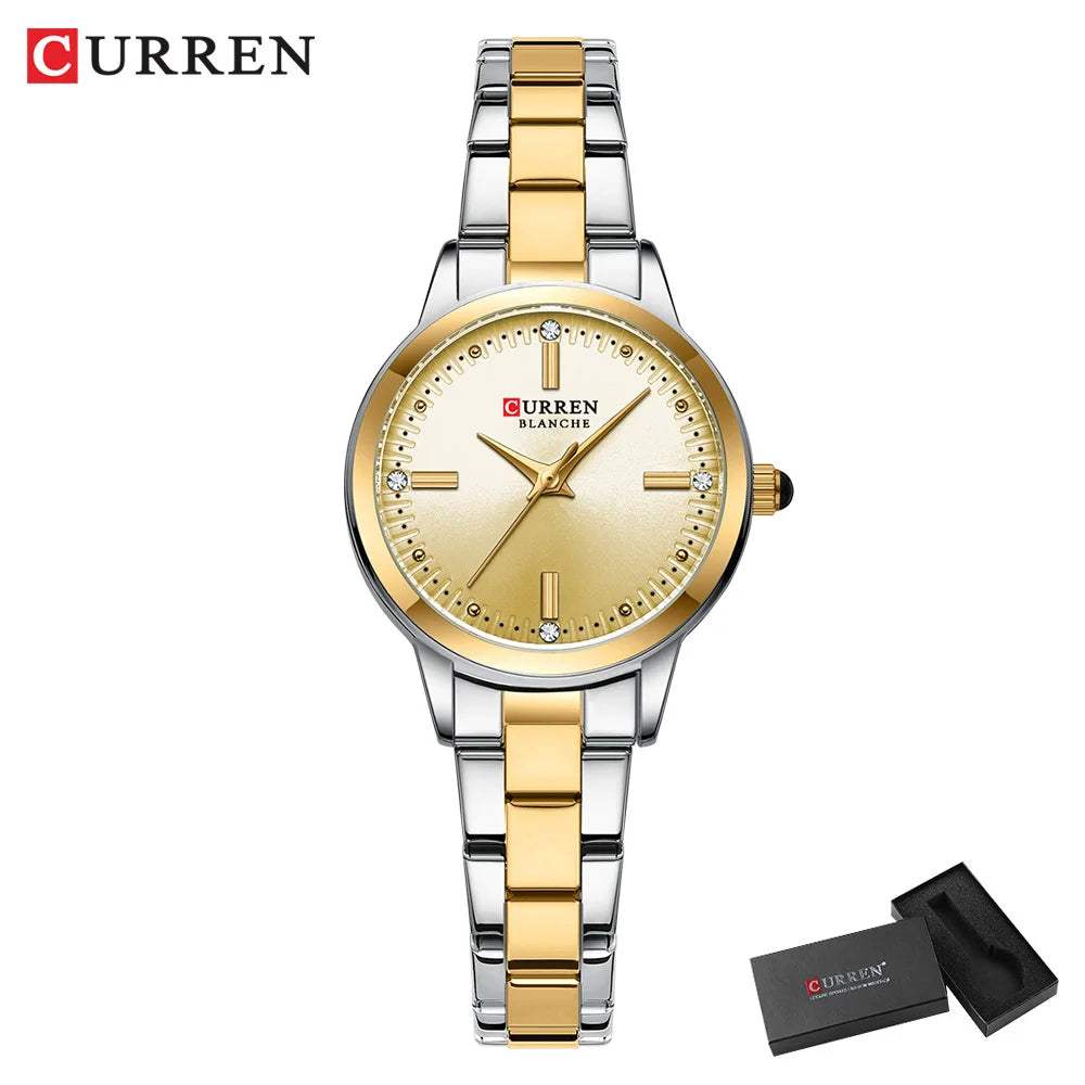 CURREN Women's Stainless Steel Strap Watch Perfect Blend of Minimalism and Fashion for Elegant Daily Wear with Box