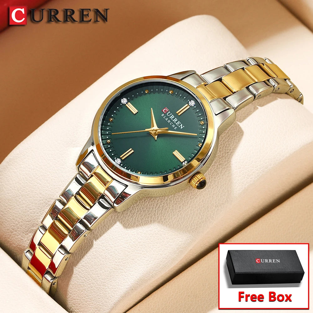 CURREN Women's Stainless Steel Strap Watch Perfect Blend of Minimalism and Fashion for Elegant Daily Wear with Box