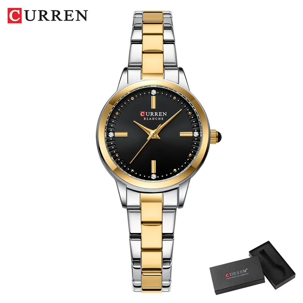 CURREN Women's Stainless Steel Strap Watch Perfect Blend of Minimalism and Fashion for Elegant Daily Wear with Box