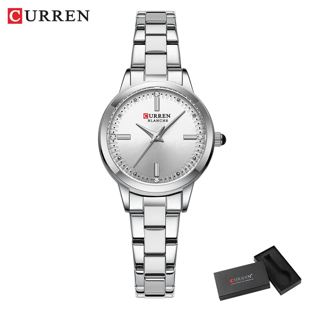 CURREN Women's Stainless Steel Strap Watch Perfect Blend of Minimalism and Fashion for Elegant Daily Wear with Box